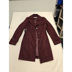 Kenneth Cole New York Womens Purple‎ Winter Wool Coat Outerwear Long  Size 4